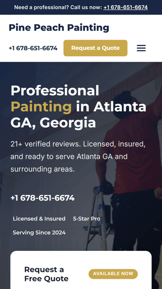 Scrolling preview for Atlanta painting company Pine Peach Painting